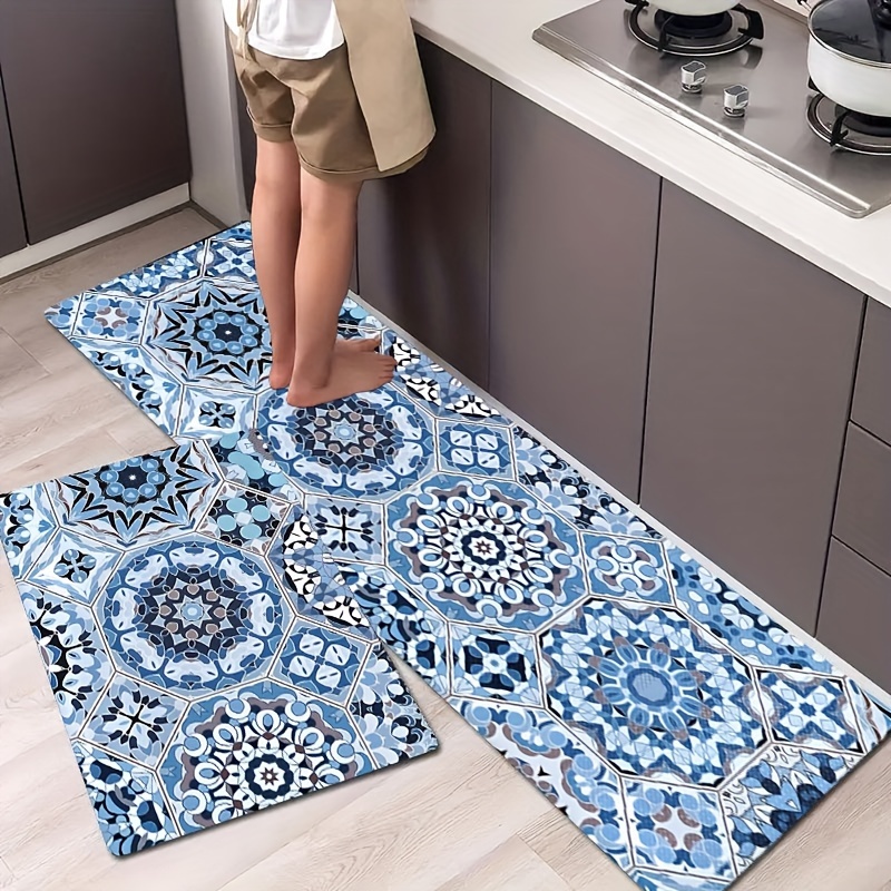 1pc Flor En Impresión Madera Alfombra Piso Cocina Lavadero - Temu