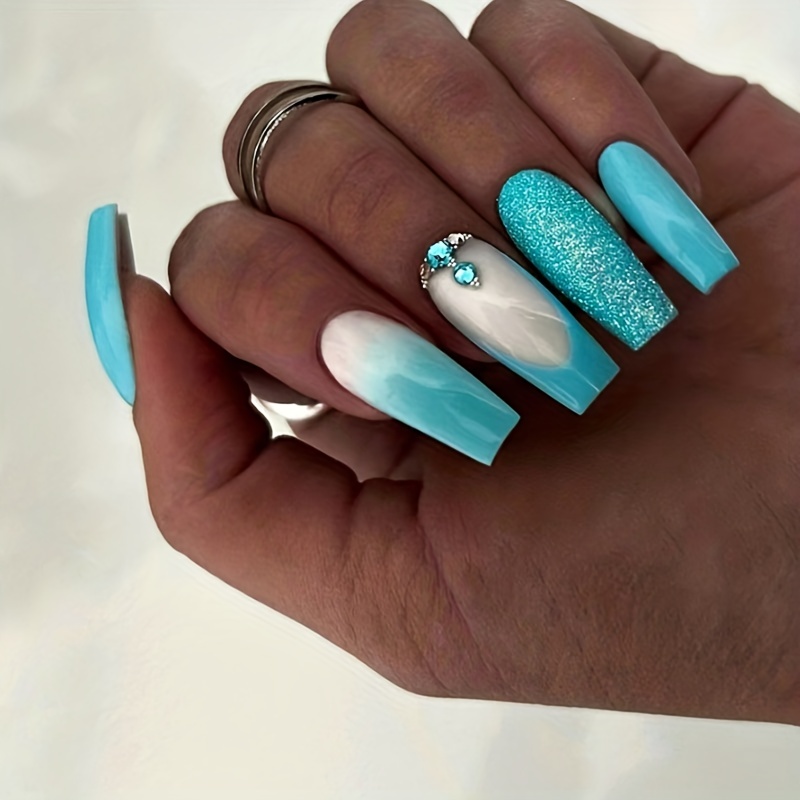 aqua blue nail designs