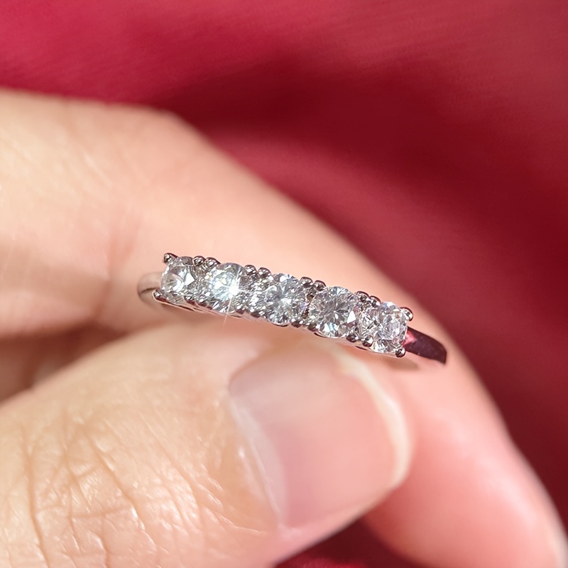Women's Silvery Faux Diamond Eternity Ring Wedding Band for Bride