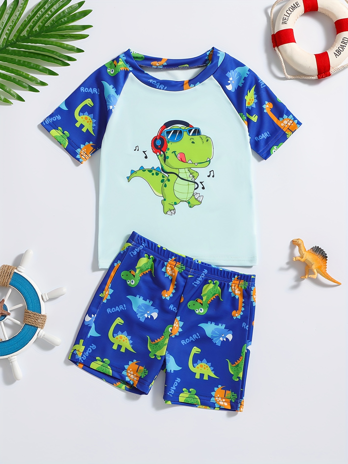 Cute Whale Pattern Colorblock Swimsuit Boys T shirt Swim - Temu Canada