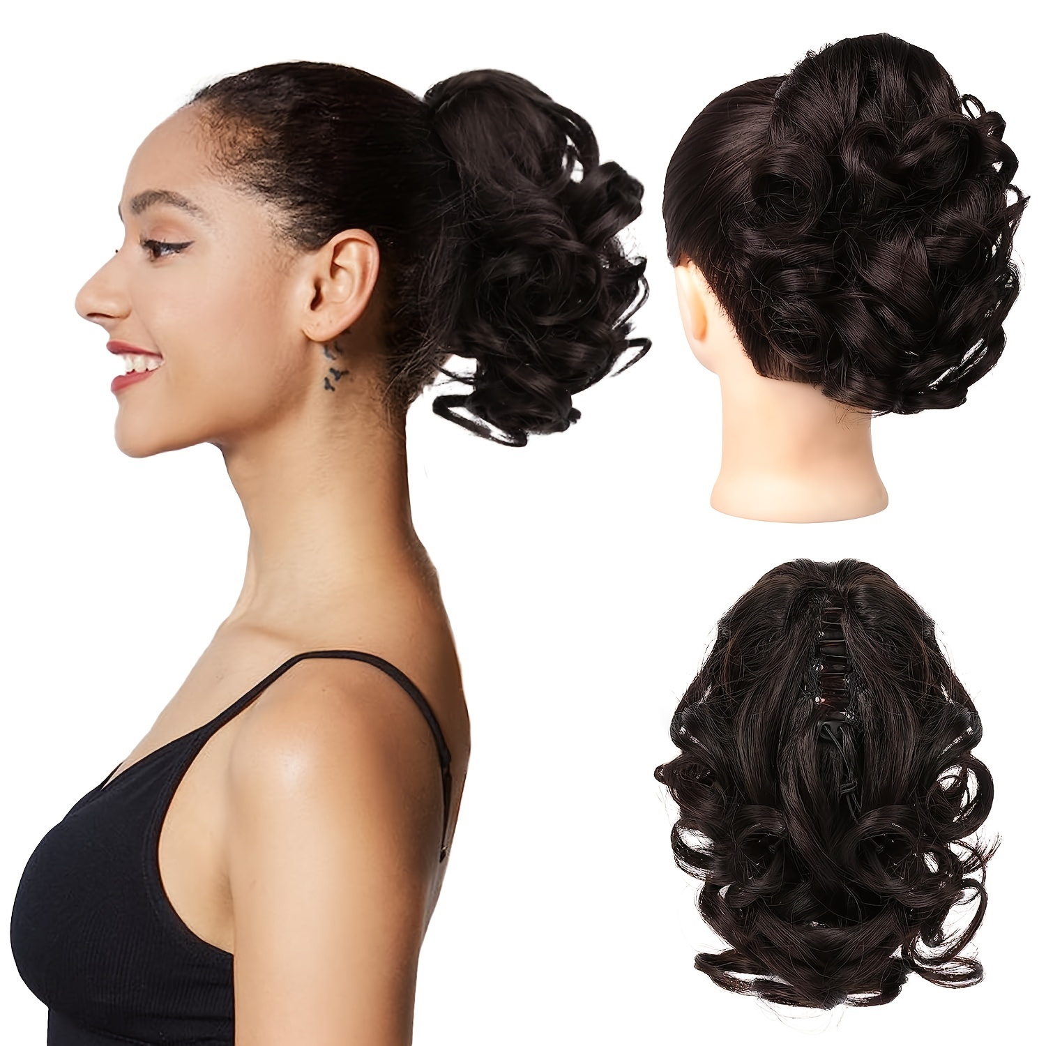 Short Ponytail Extension Loose Curly Wavy Claw Clip Hair Extensions