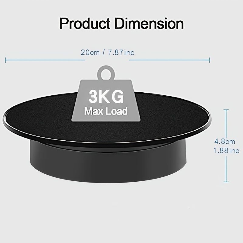 Photography Turntable, Electric Rotating Turntable, Low Noise, 360 Degree  Turntable Display Stand for Video, Jewelry Product Display Black 