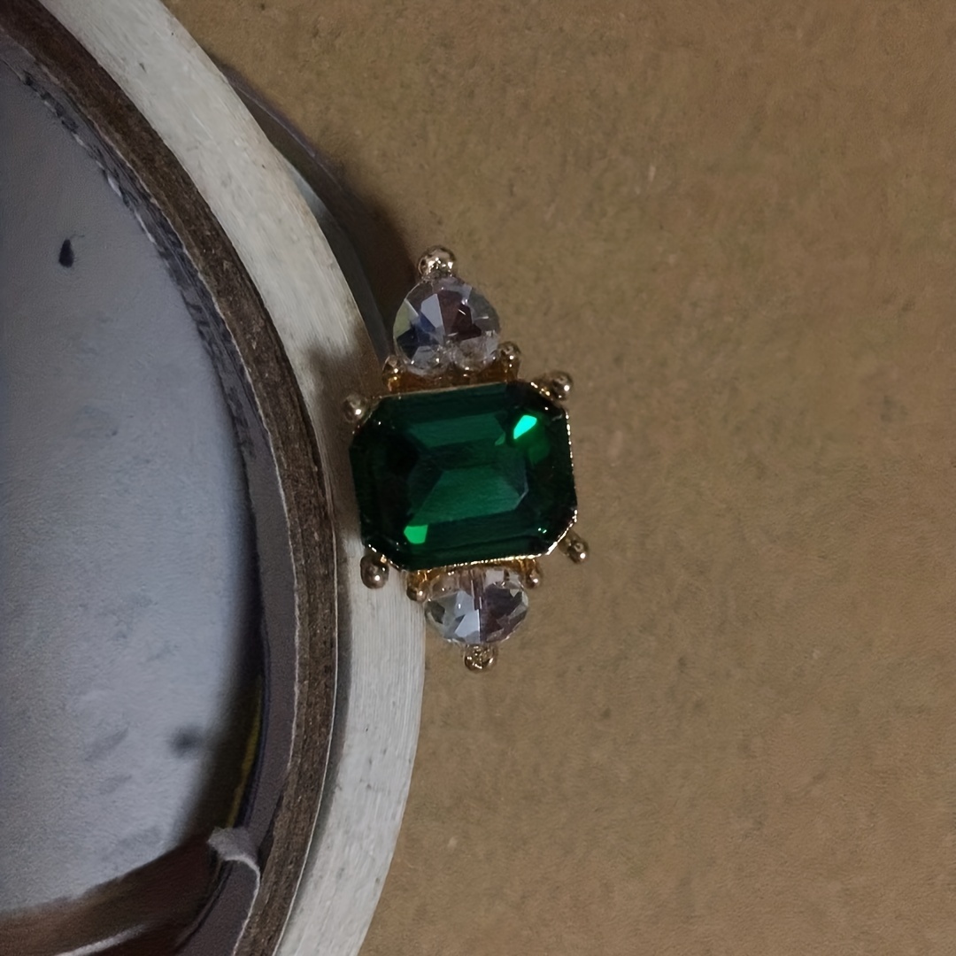 Men's Square Emerald Solitaire Zircon Engagement Ring