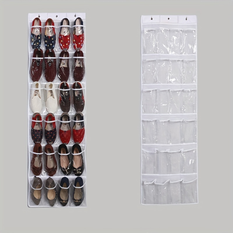 24 Pockets Simple Houseware Clear Over The Door Hanging Shoe - Temu