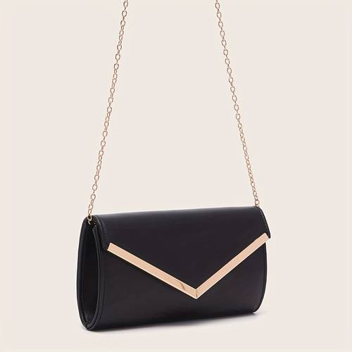 item picture apricot synthetic leather clutch with v shaped hardware magnetic closure elegant chain strap shoulder bag for for casual or formal occasions evening handbag modern clutch magnetic closure bag