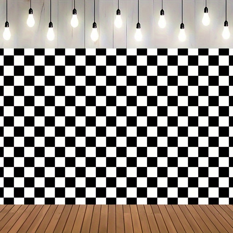 

1pc, Black And White Racing Chessboard Texture Lattice Birthday Background Chessboard Theme Photography Background Birthday Party Supplies Photo Background Booth Props