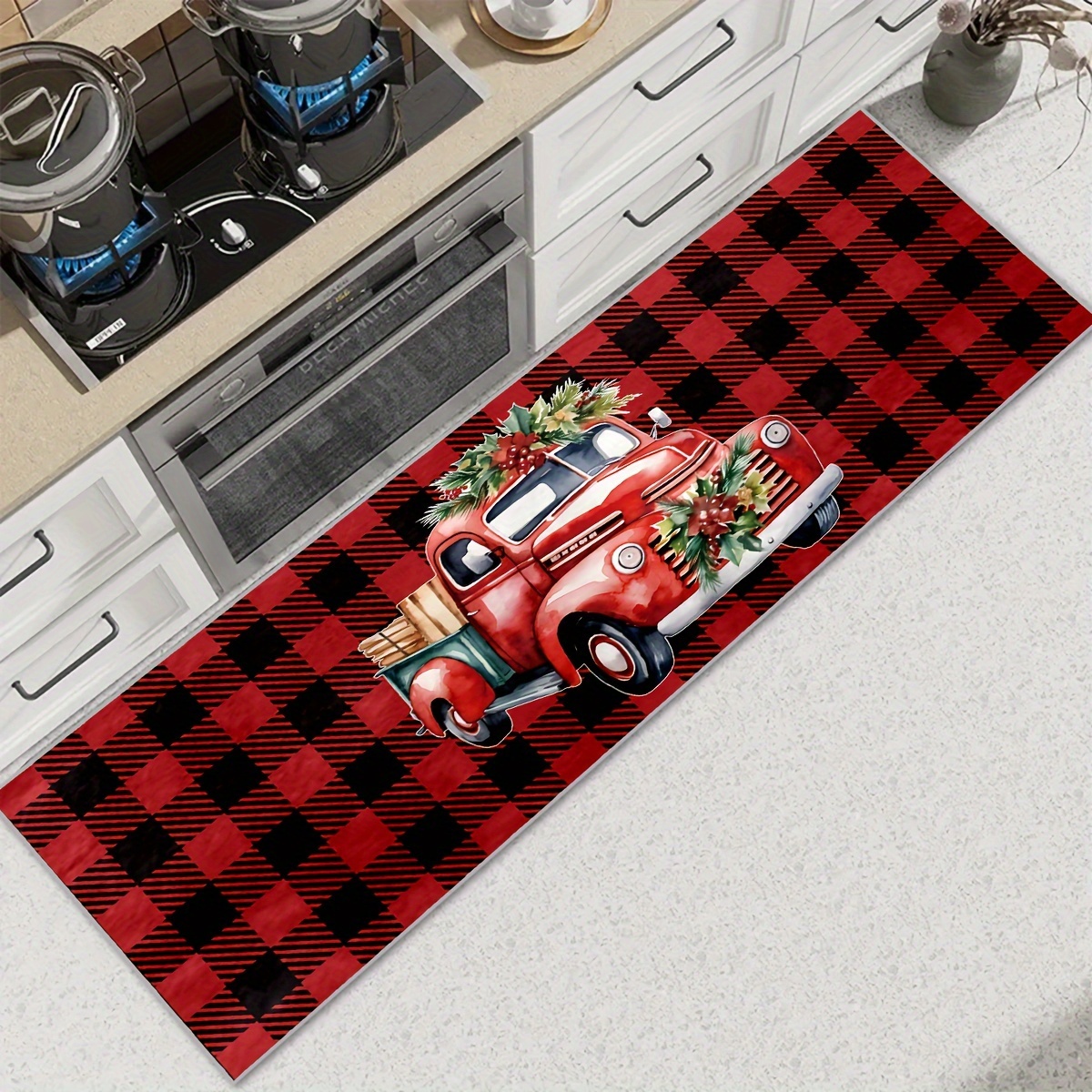 Christmas Kitchen Rugs And Mats, Non Skid Washable Absorbent