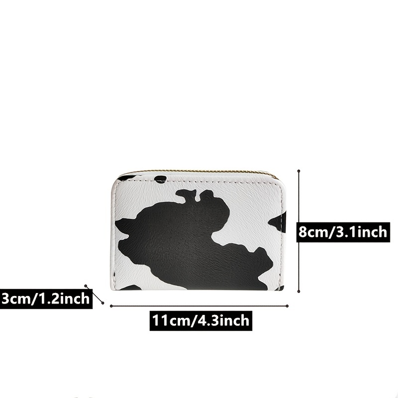 Small Fashionable Cow Pattern Wallet Multi Coin Purse With Zipper