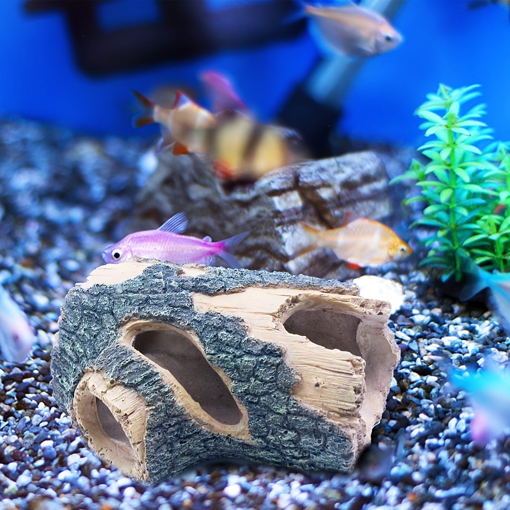 Tree Trunk Ornament Log Hollow Betta Fish Accessories Aquarium Decorations Tank | Check Out Today's Now | Temu