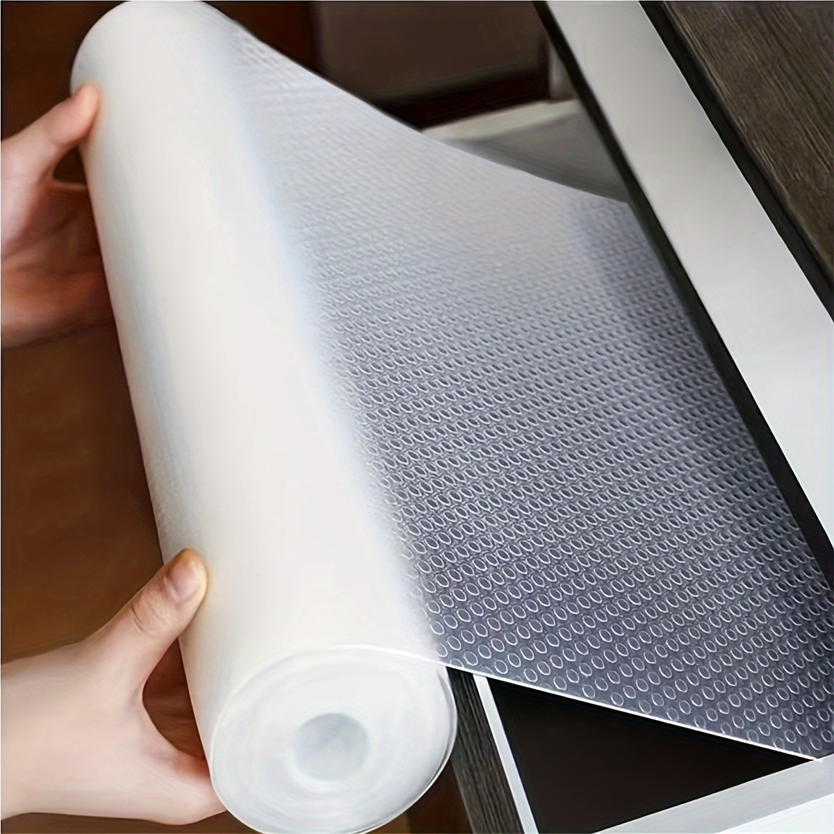 Bloss Plastic Shelf and Drawer Liner Non Adhesive Cupboard Liner Waterproof Shelf Liners for Cabinets, Storage, Desks, Bathroom, Kitchen - Grey 17.7