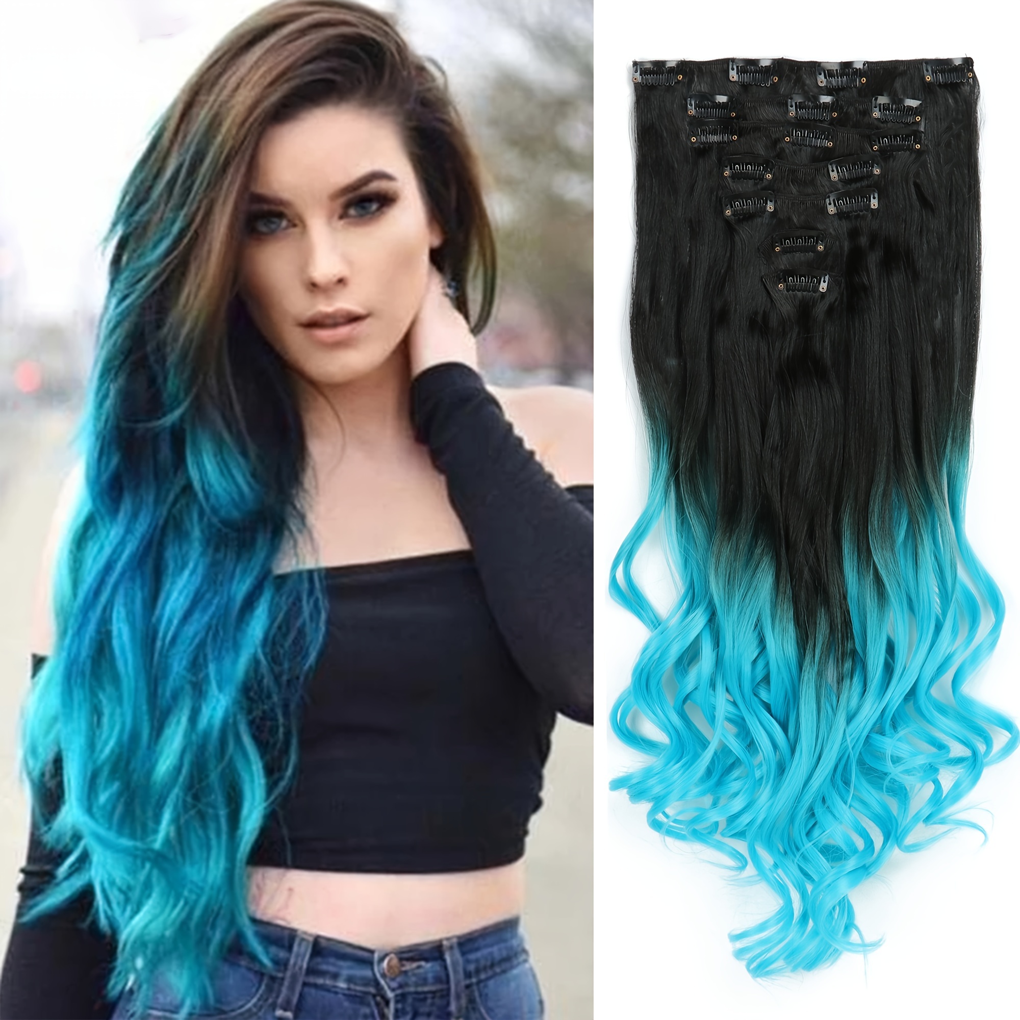 7pcs Set Long Wavy Hair Extension High 22 Inch - Temu United