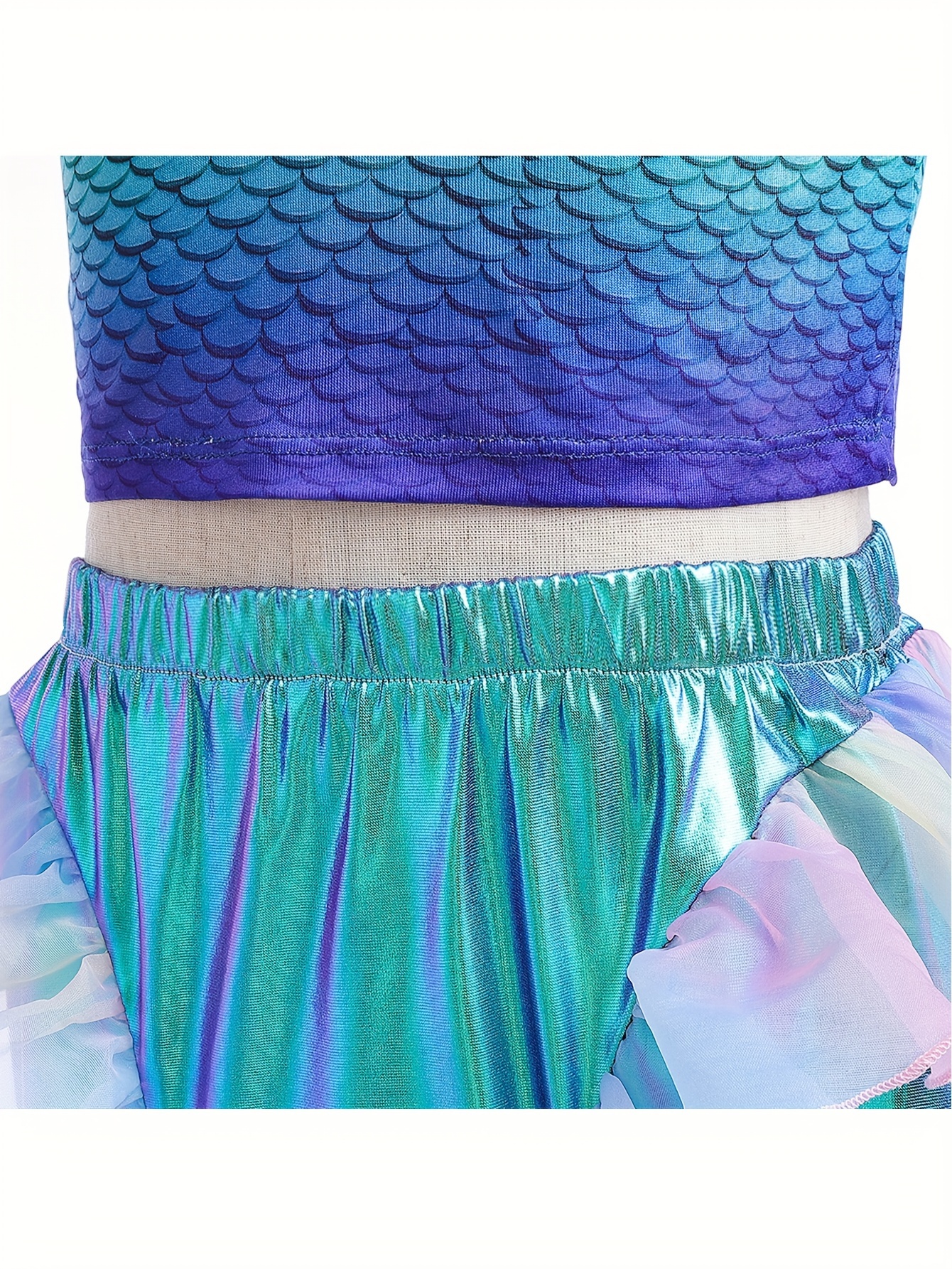 Girls Mermaid Set Cami Top Fishtail Skirt Fish Scale Print - Temu