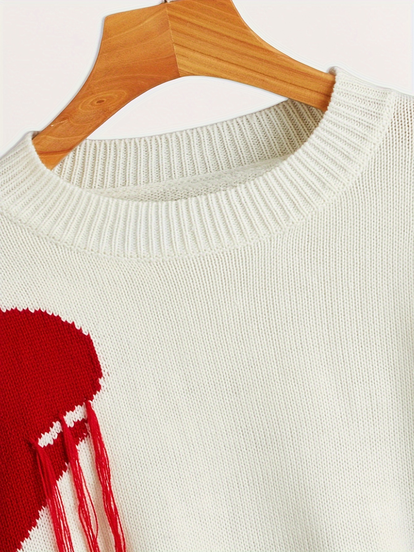 Knit Crew Neck Pullover Sweater/ Jumper Girls Red Hearts - Temu