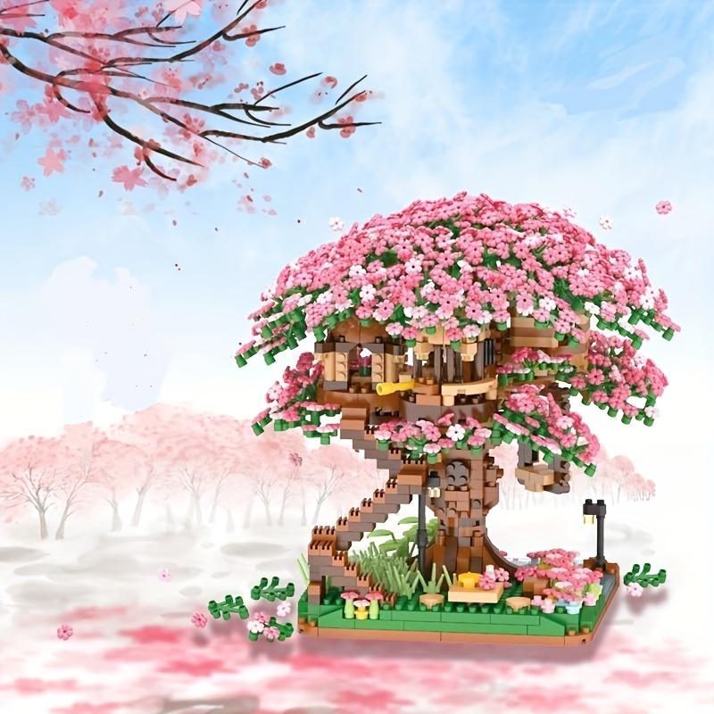 3668pcs Maison de l'arbre de cerisier japonais Micro Blocks Le