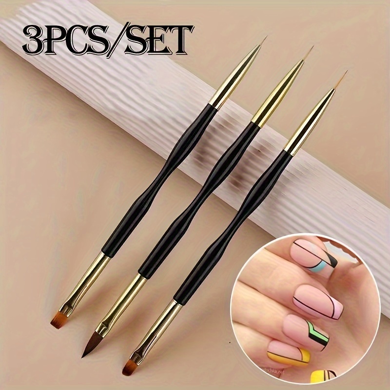 Set 5 Pinceles Uñas Acrílicas Mango Madera Ideal Aplicar - Temu