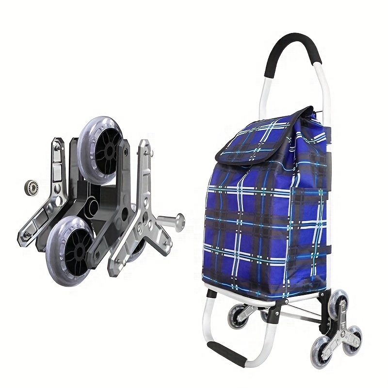 Carrito de compras carrito de compras con 4 ruedas, carrito de equipaje  portátil de doble freno para compras, picnic, almacenamiento en el hogar (3)
