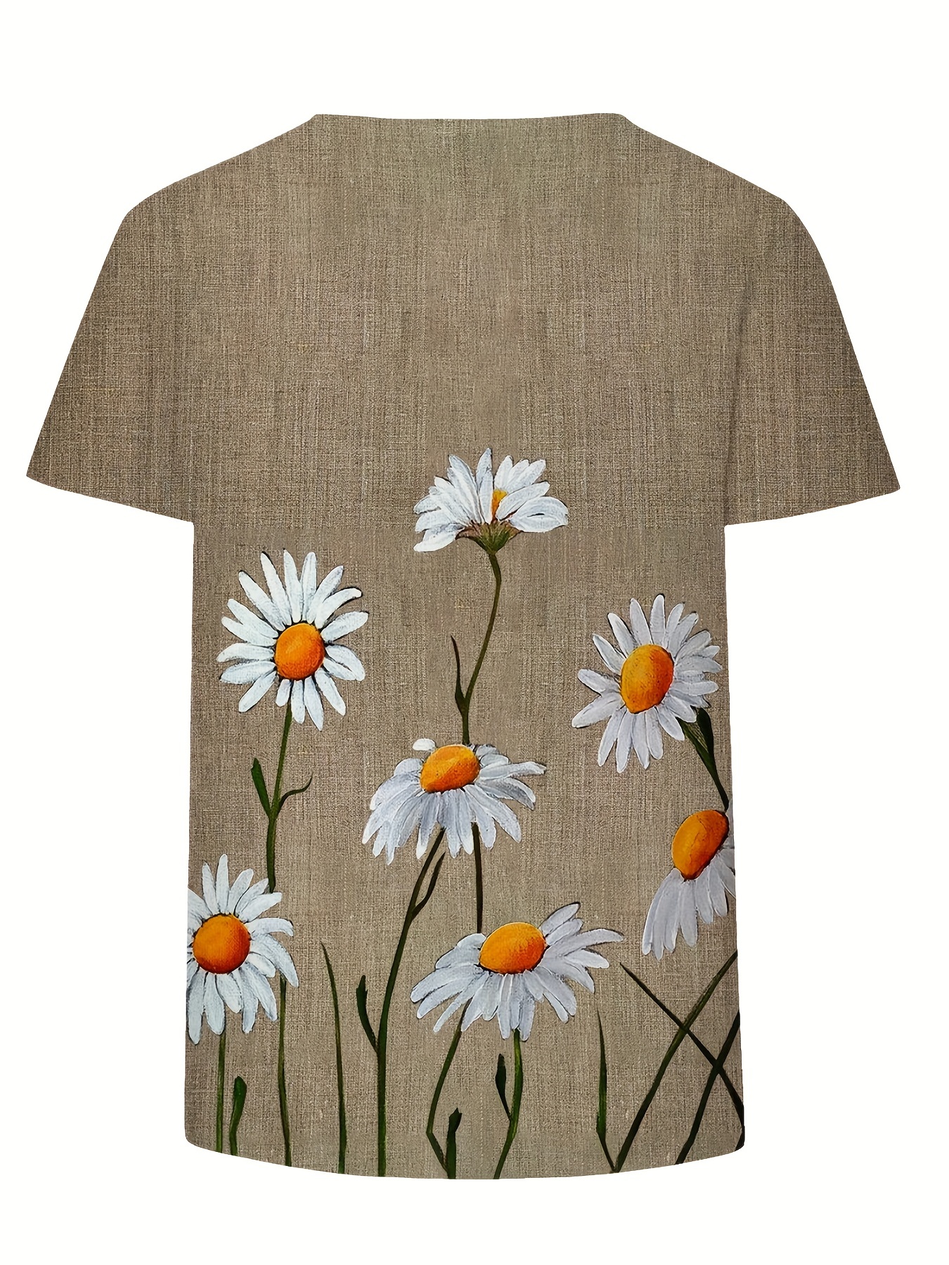 【CPGN STUDIO】Daisy Flower Pigment Short Sleeve T-shirt Faktuzi Daisy Shirts for Women Oversized T Shirts Flower