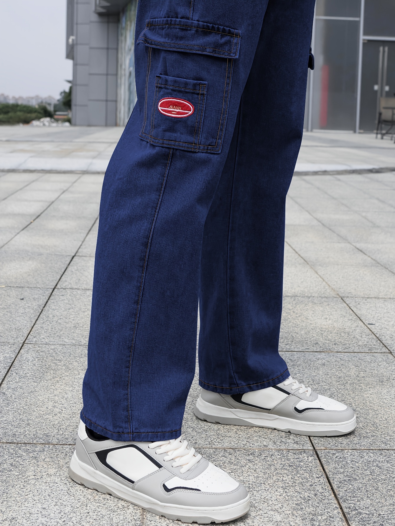 Multi Pocket Street Denim Temu Style Loose Jeans Men\'s Fit - Casual