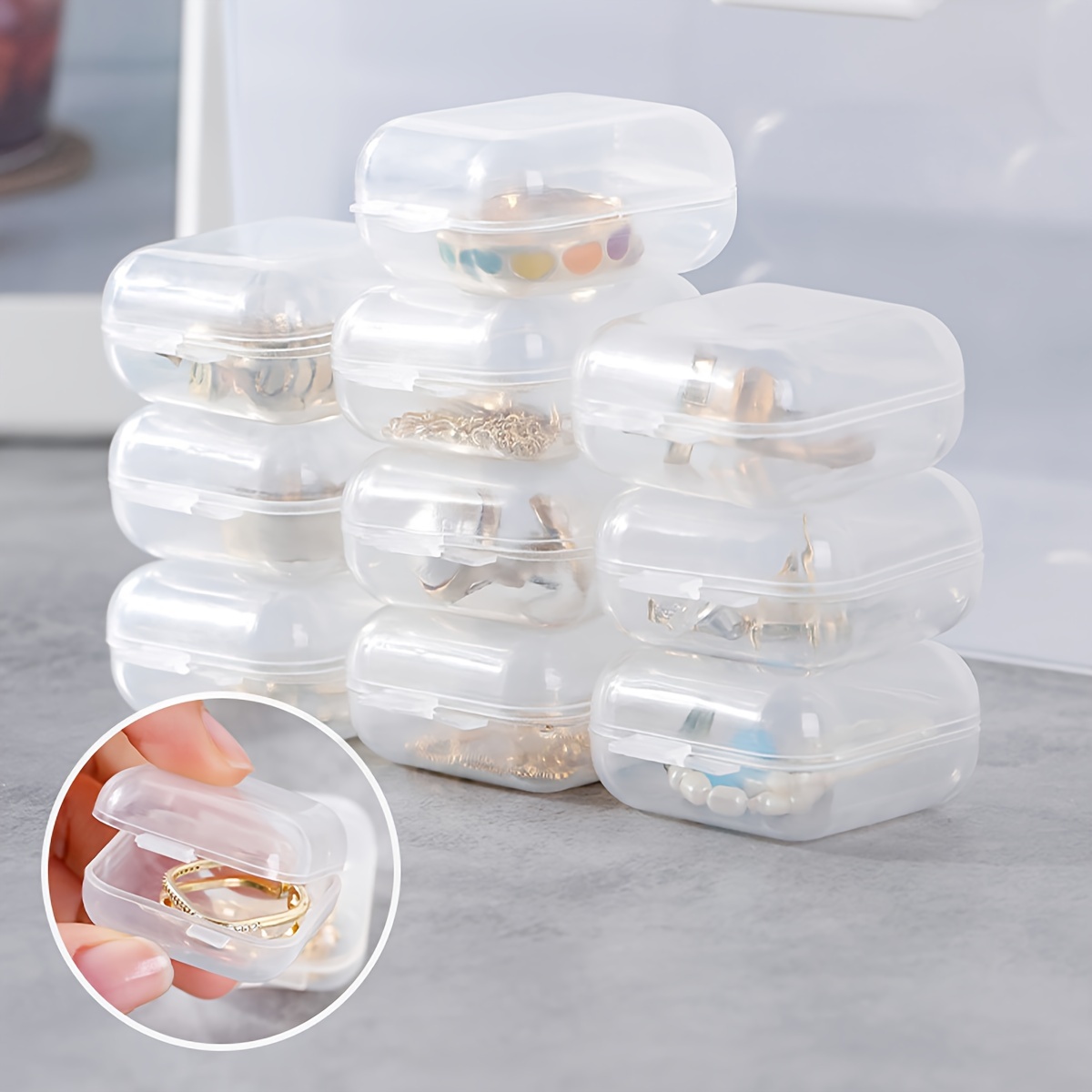 32pcs/set Plastic Transparent Storage Container, Small Bead Organizer,  Sorting Organizer Case, Mini Jewelry Beads Nail Art Hair Accessories  Containers