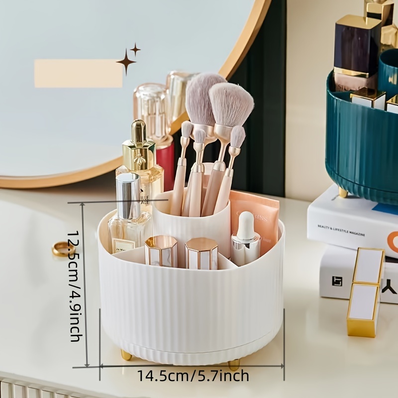 1pc Makeup Brush Holder, 360° Rotating Makeup Brush Organizer, 5 Slot Make  Storage Box For Cosmetics, Nail Polish, Art Supply, Bathroom Vanity Desktop