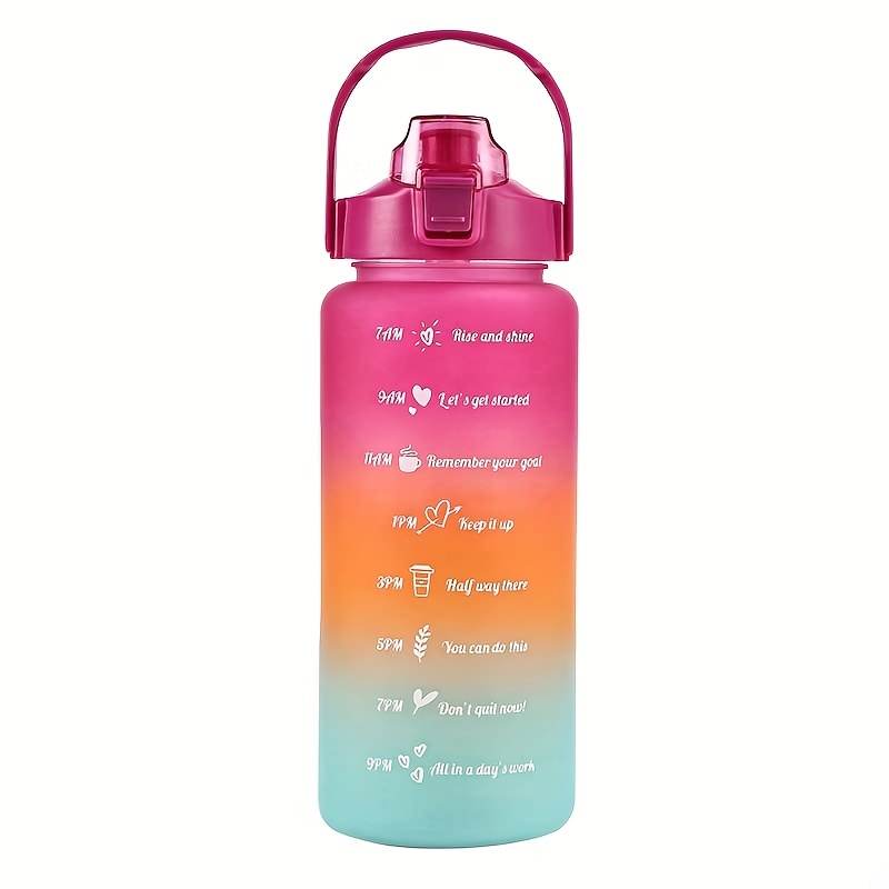 1pc 1000ml Slogan Graphic Water Bottle, Simple Ombre Color PC Sports Water  Bottle For Outdoor