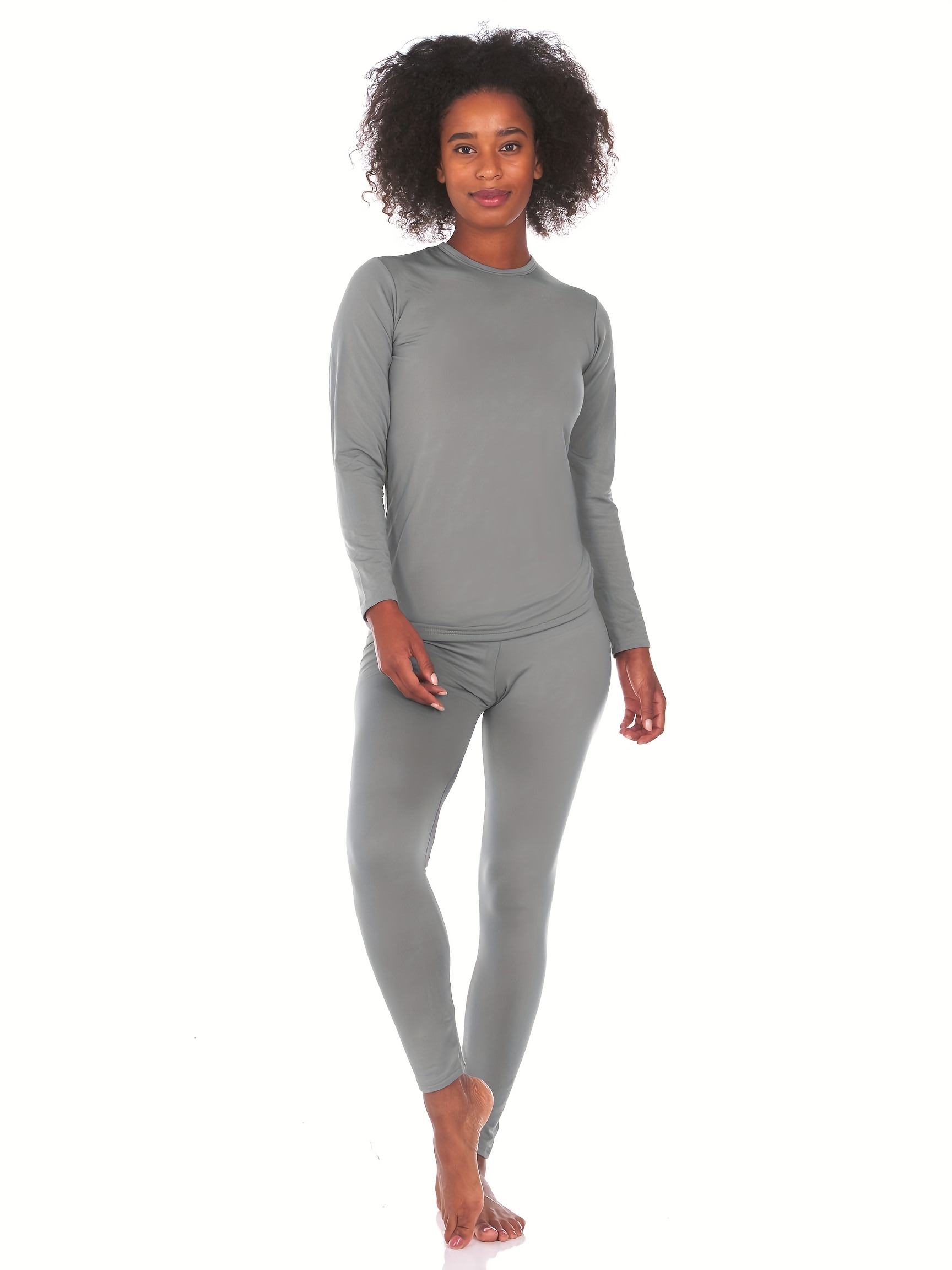 Plus Size Basic Thermal Underwear Set, Women's Plus Solid Long Sleeve Round  Neck Fleece Lined Top & Bottom Pajamas Two Piece Set, Shop On Temu And  Start Saving