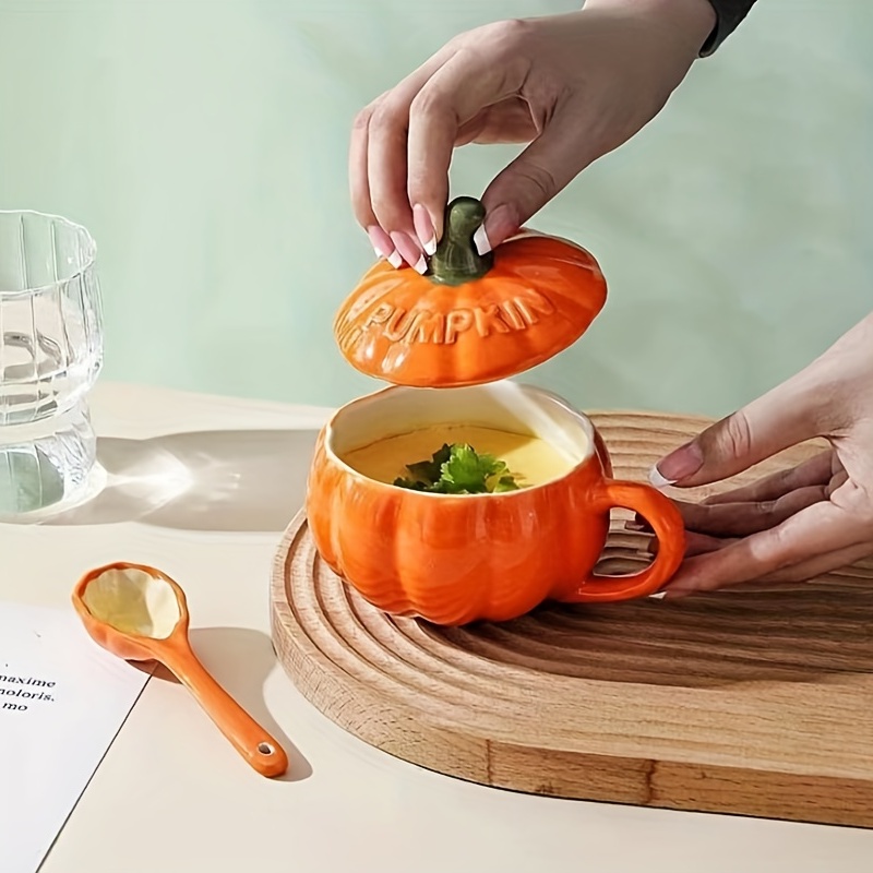 Halloween Pumpkin Water Cup Ceramic Thermos Cup with Lid Exquisite  Breakfast Oatmeal Cup Heat-insulating Scalding-proof Milk Cup - AliExpress