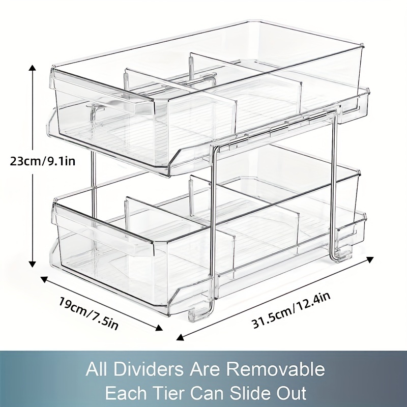 Multi purpose Clear Storage Containers Dividers Slide Vanity - Temu