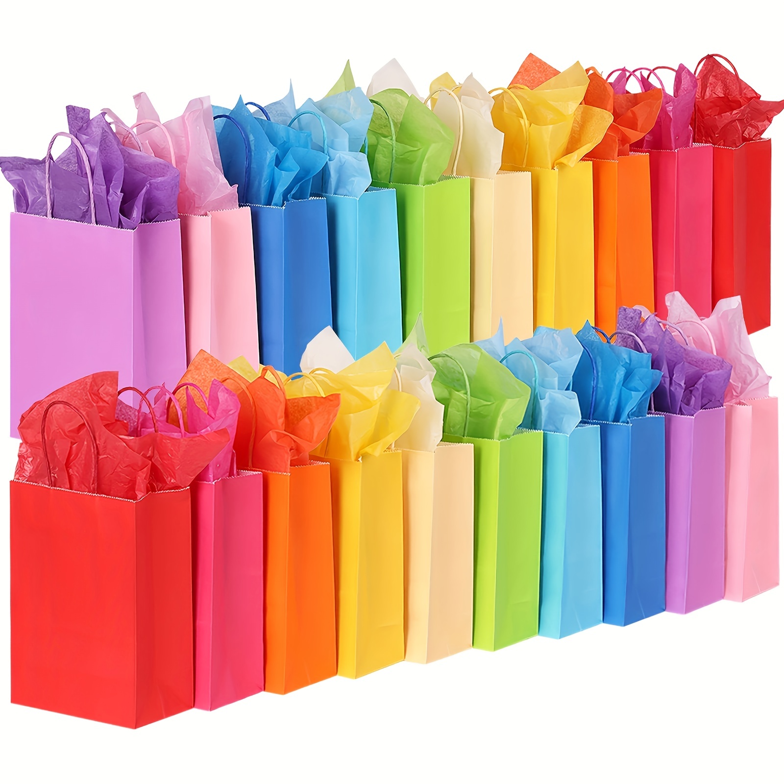 Party Favor Bags 8 Colors Goodie Bags Rainbow Paper Gift Bags Bulk
