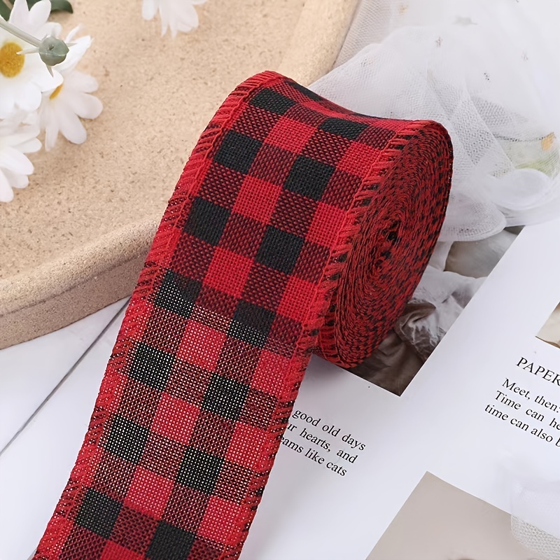 Diy Imitation Burlap Colored Plaid Ribbon Christmas - Temu