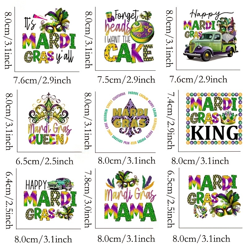 Mardi Gras Iron-On Transfer For Clothing Patches DIY Washable T-Shirts  Thermo Sticker Applique T8061