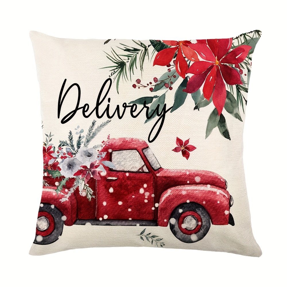 Red Christmas Truck Pillow Cover & Insert