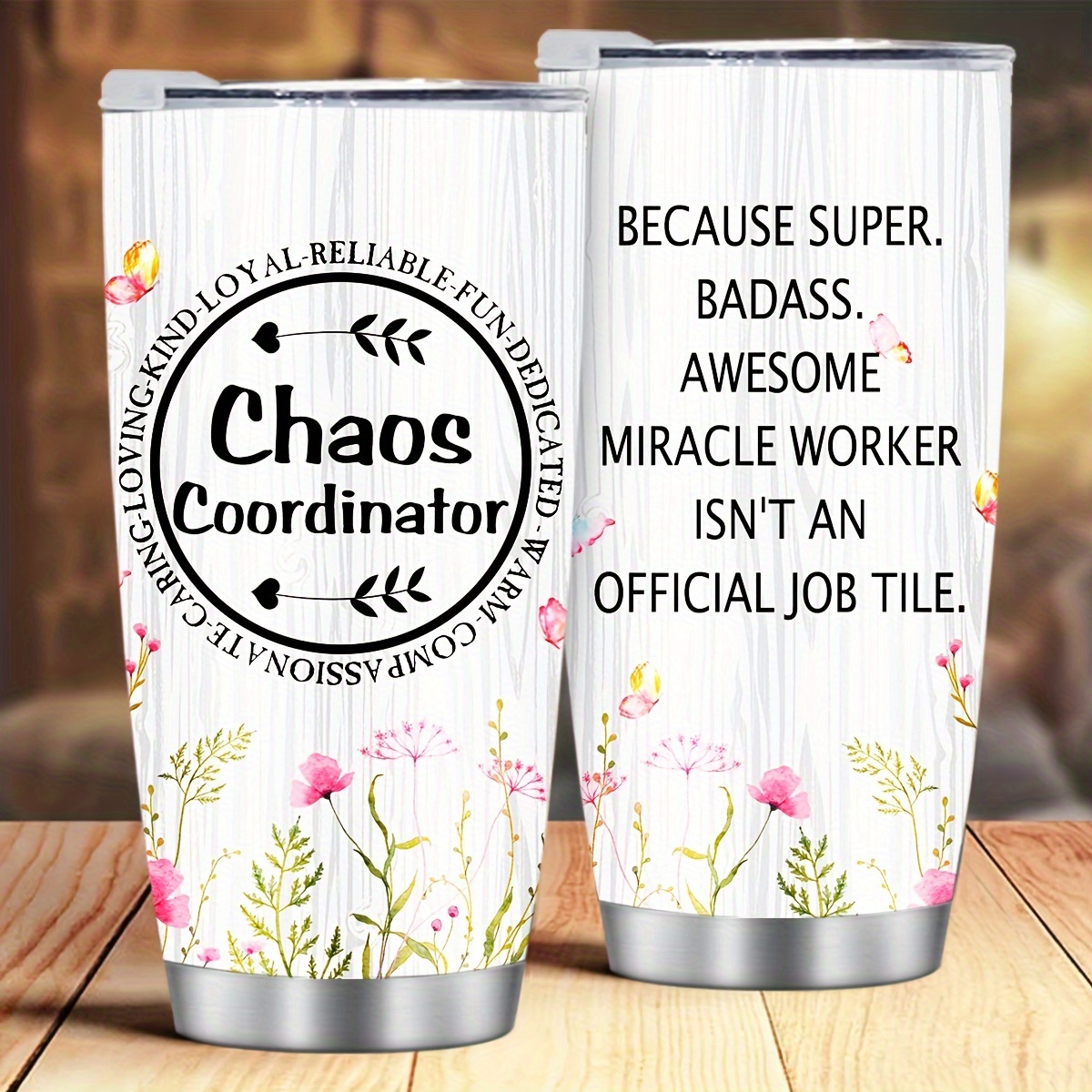 Chaos Coordinator Stanley Tumbler Straw Cup Topper Glitter Blue