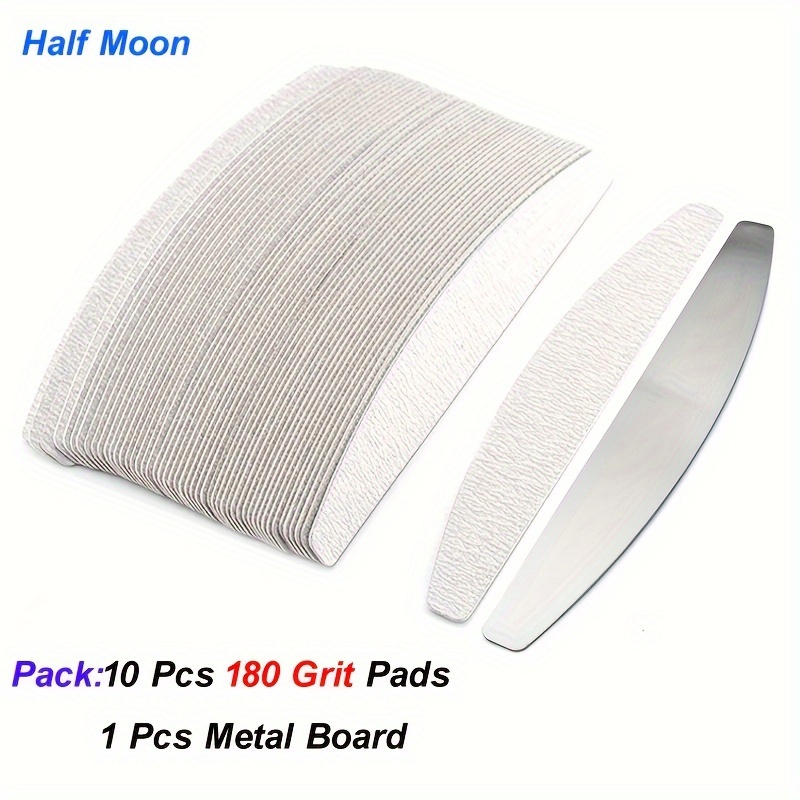 Image of 10pcs Replacement Sandpaper With Metal Handle Nail Files 80/100/180/240 Grit Professional Grey Sanding Files Removable Durable Strips Manicure Nail Art Files Set
