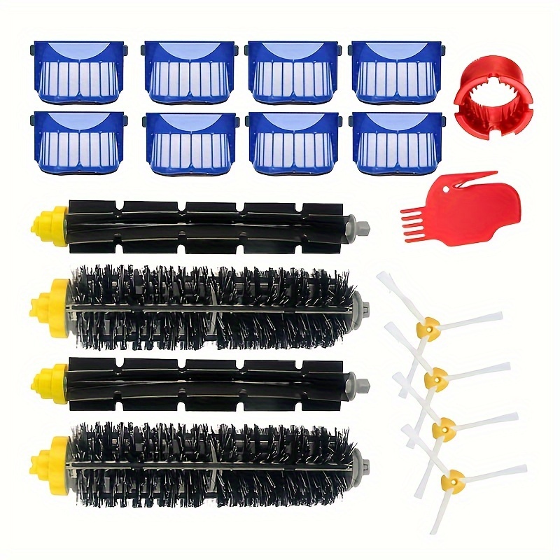 Kit de accesorios de repuesto para Roomba serie 600 600 620 630 650 655 660  680: incluye 3 paquetes de filtro y cepillo lateral, 1 paquete de cepillo  de cerdas y flexible