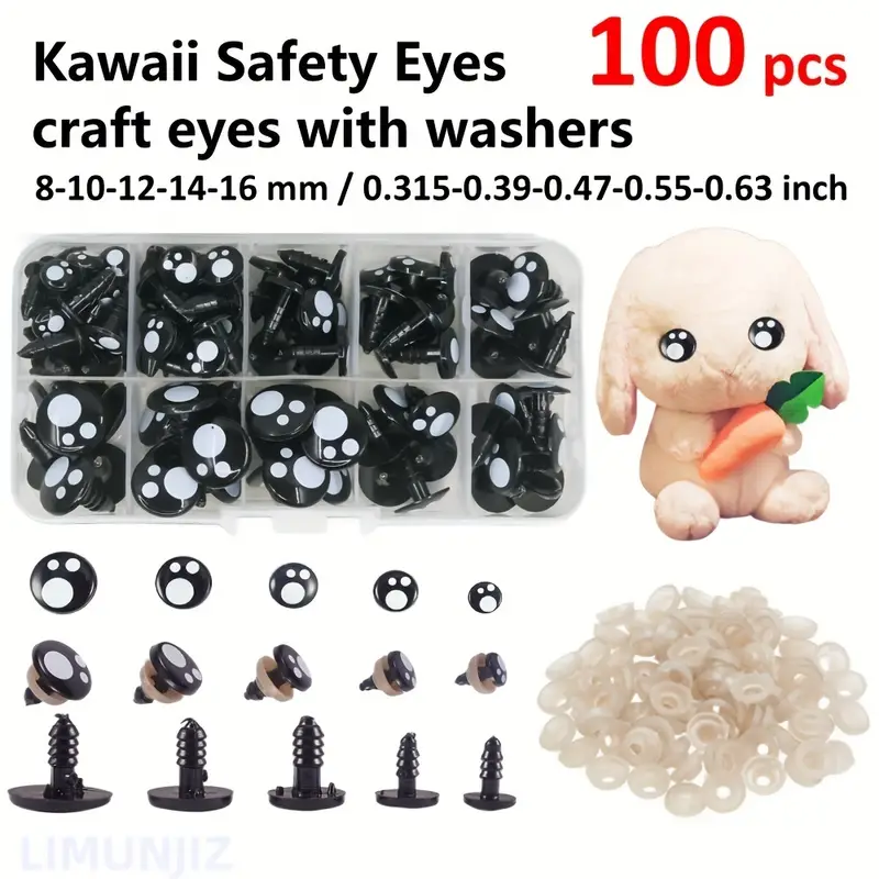 Black Plastic Safety Eyes With Washers Crafts Safety Eyes - Temu