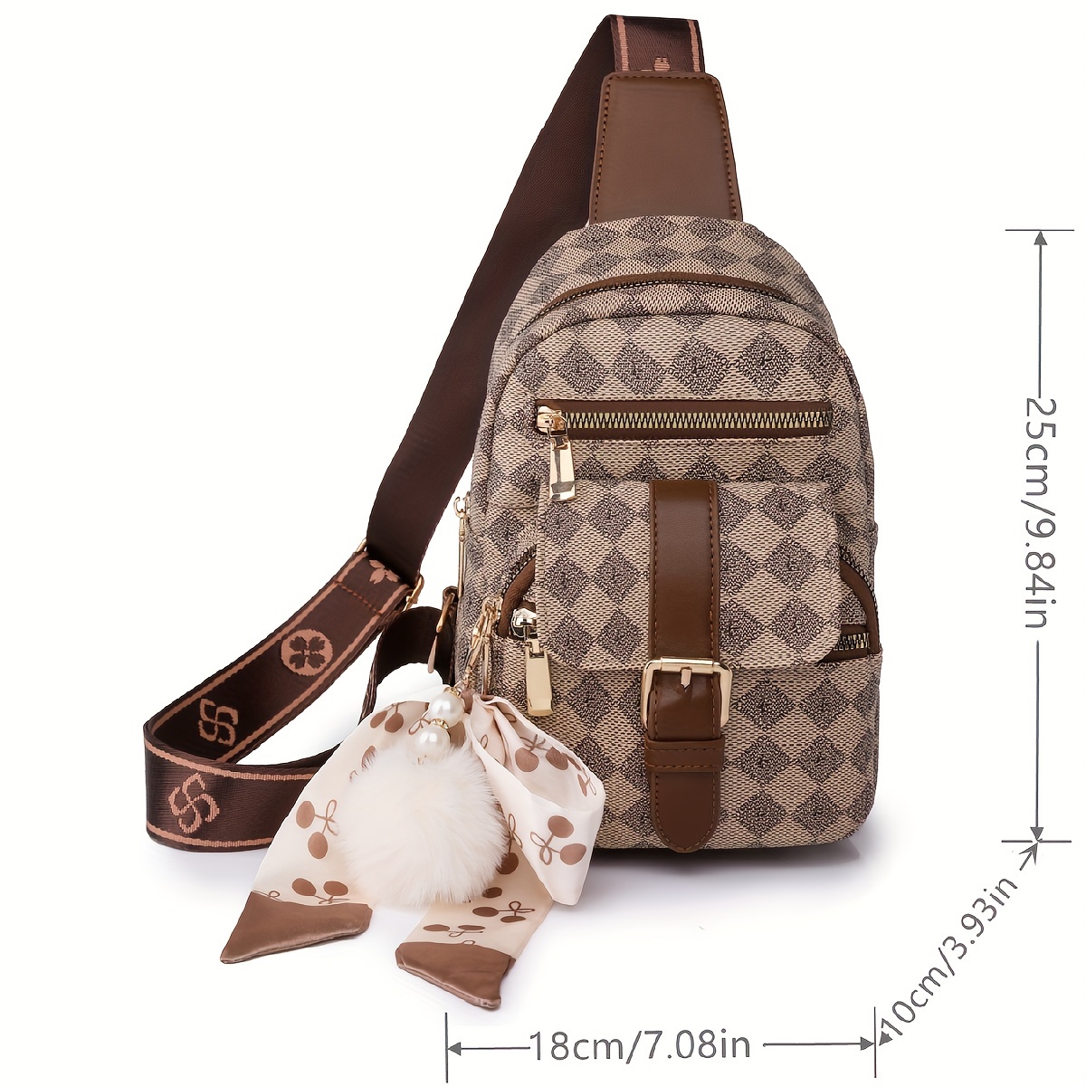 Fashion Printed Sling Bag, Women's Multi Pocket Chest Purse, Pu Leather Crossbody  Bag For Travel Sports - Temu Australia