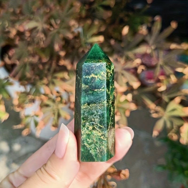 Green Emerald Point Gemstone Crystal Tower Healing Energy Meditation