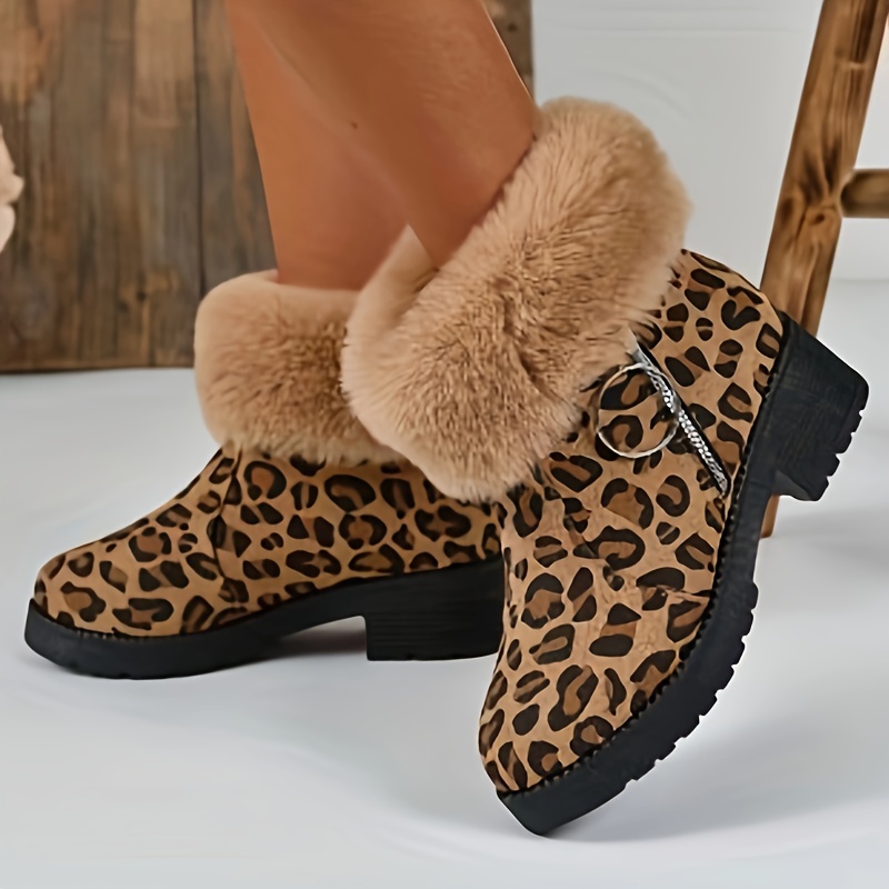 Leopard print 2024 chunky boots