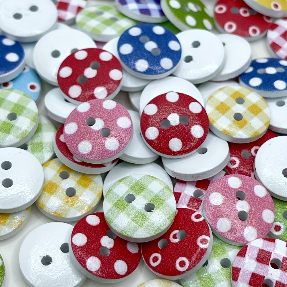 Mixed Wooden Buttons Dot Pattern 2 Holes Perfect For - Temu
