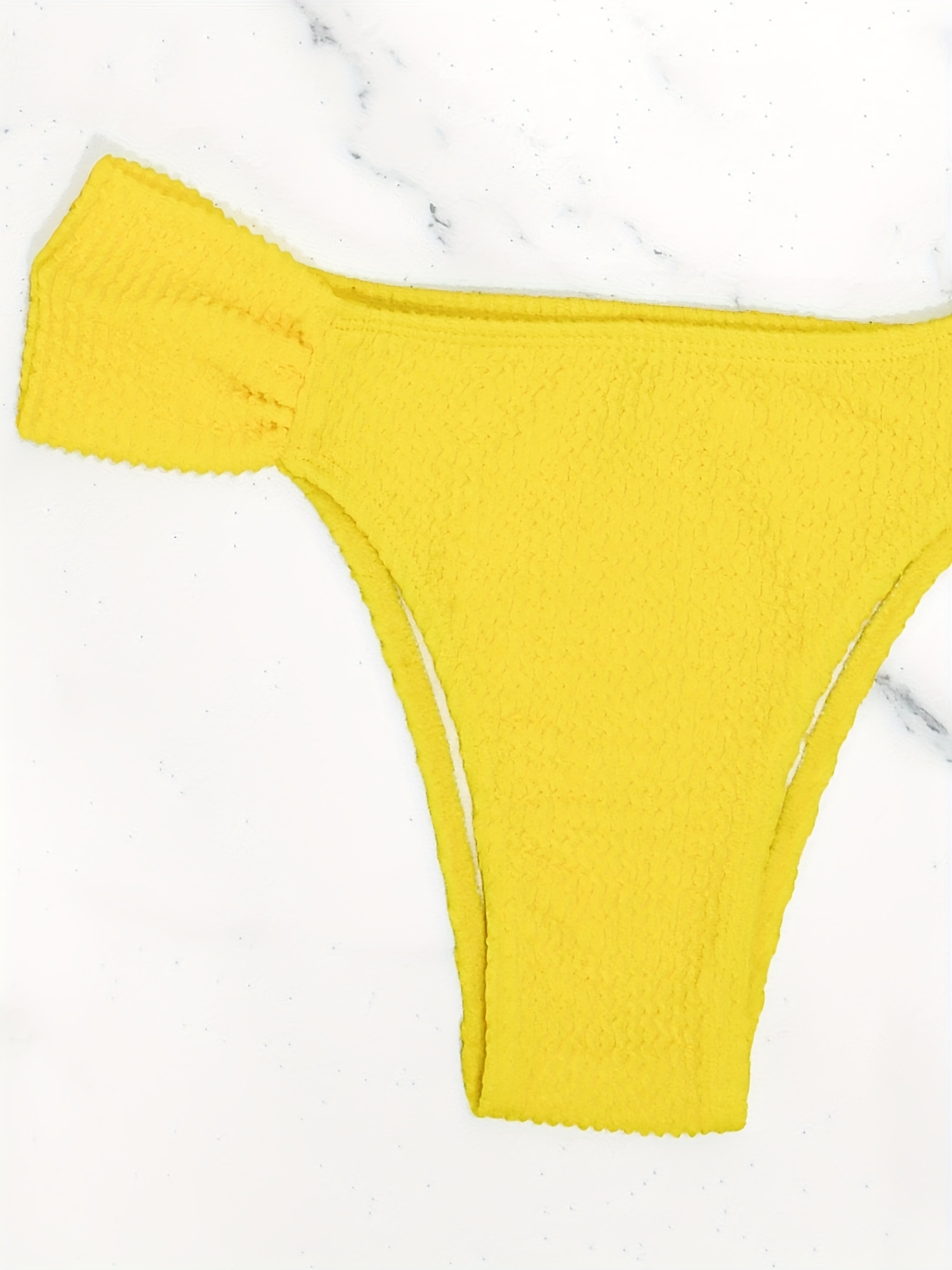 Yellow V-Cut Solid Bikini Bottom