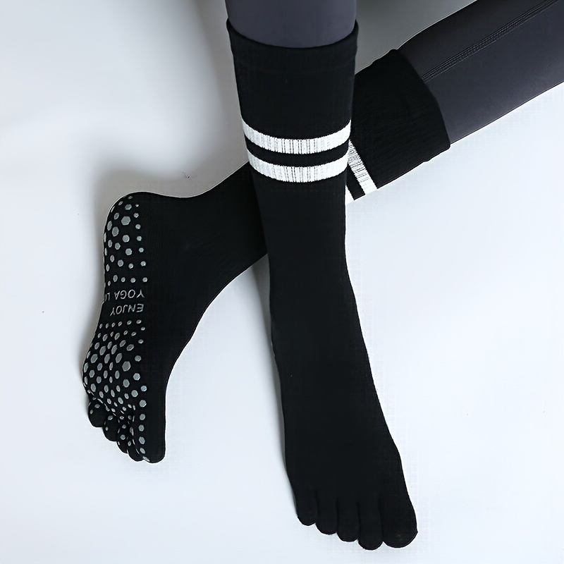 Toe Split Knee High Grip Socks Non Slip Thermal Yoga Pilates - Temu Canada