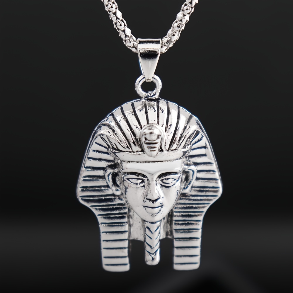Hip Hop Ancient Egyptian Moissanite Pendant Necklace Chain Punk King Tutan  Pharaoh Men's Hip Hop Bling Necklaces Rock Party Gift