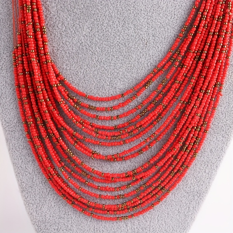 Bohemian Layer Rice Bead Necklace Set