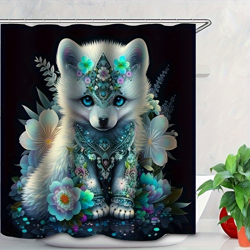 Beautiful Fox Decoration Shower Curtain Set Waterproof - Temu