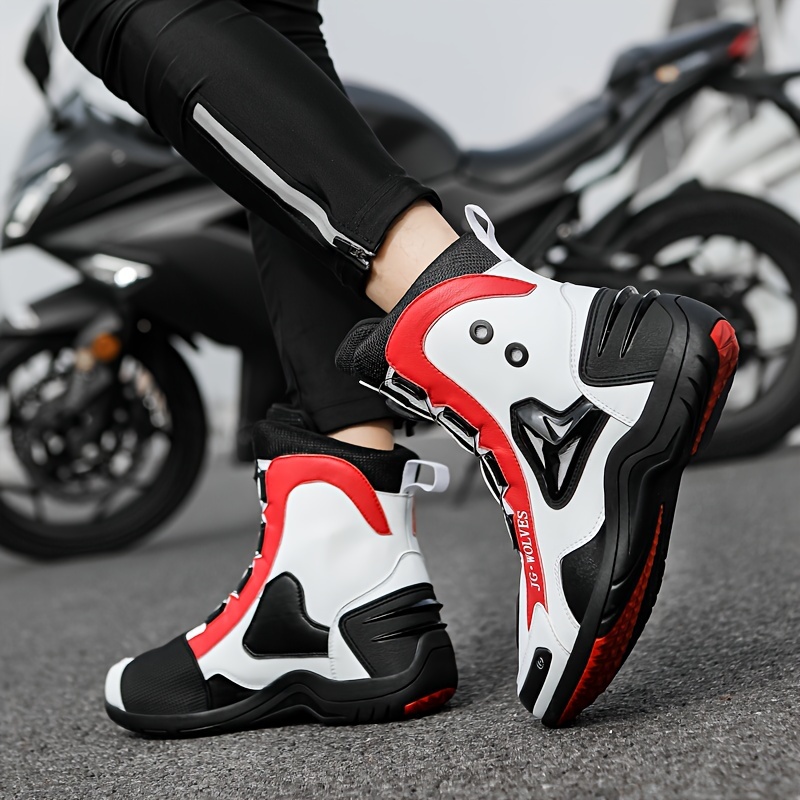 HUDJX Botas de moto para hombre, botas de motocross resistentes al agua,  cómodas botas de tobillo alto, botas de carreras de motocicleta