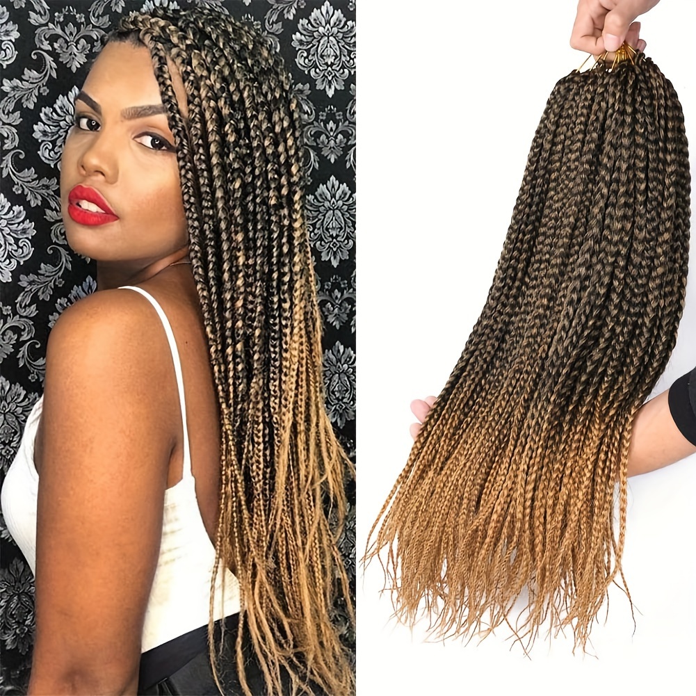 6Pcs Box Braiding Crochet Hair 22inch Long Box Braids Hair Synthetic  Kanekalon 3X Afro Box Braiding Hair Extensions for Black Women Girls(#1B)