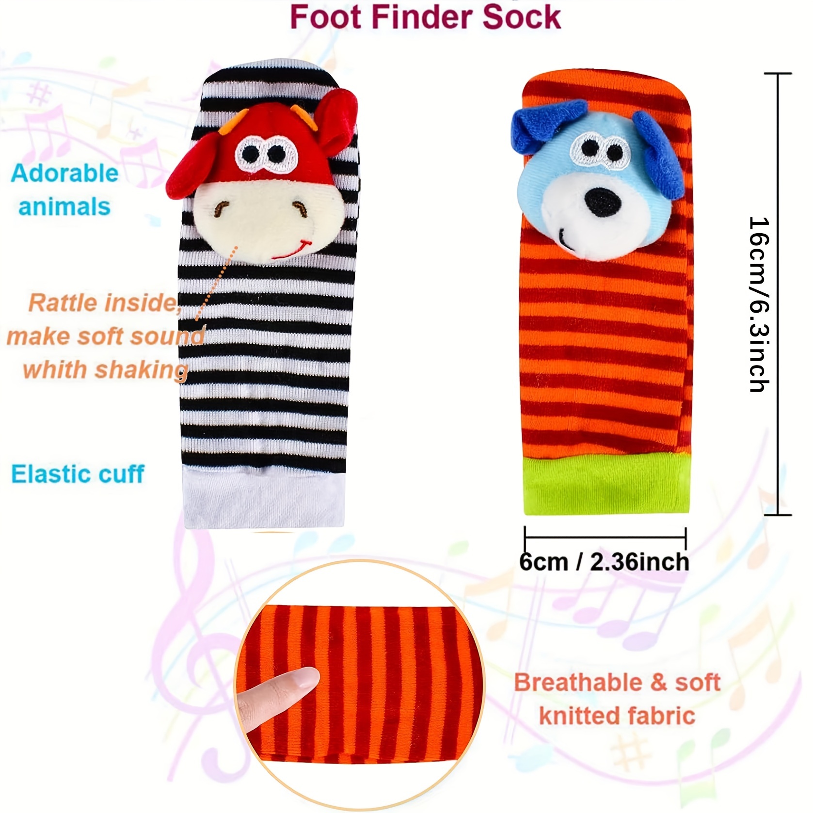 Baby Wrist Rattle Baby Socks Rattle, Baby Finder Animal Toys Set