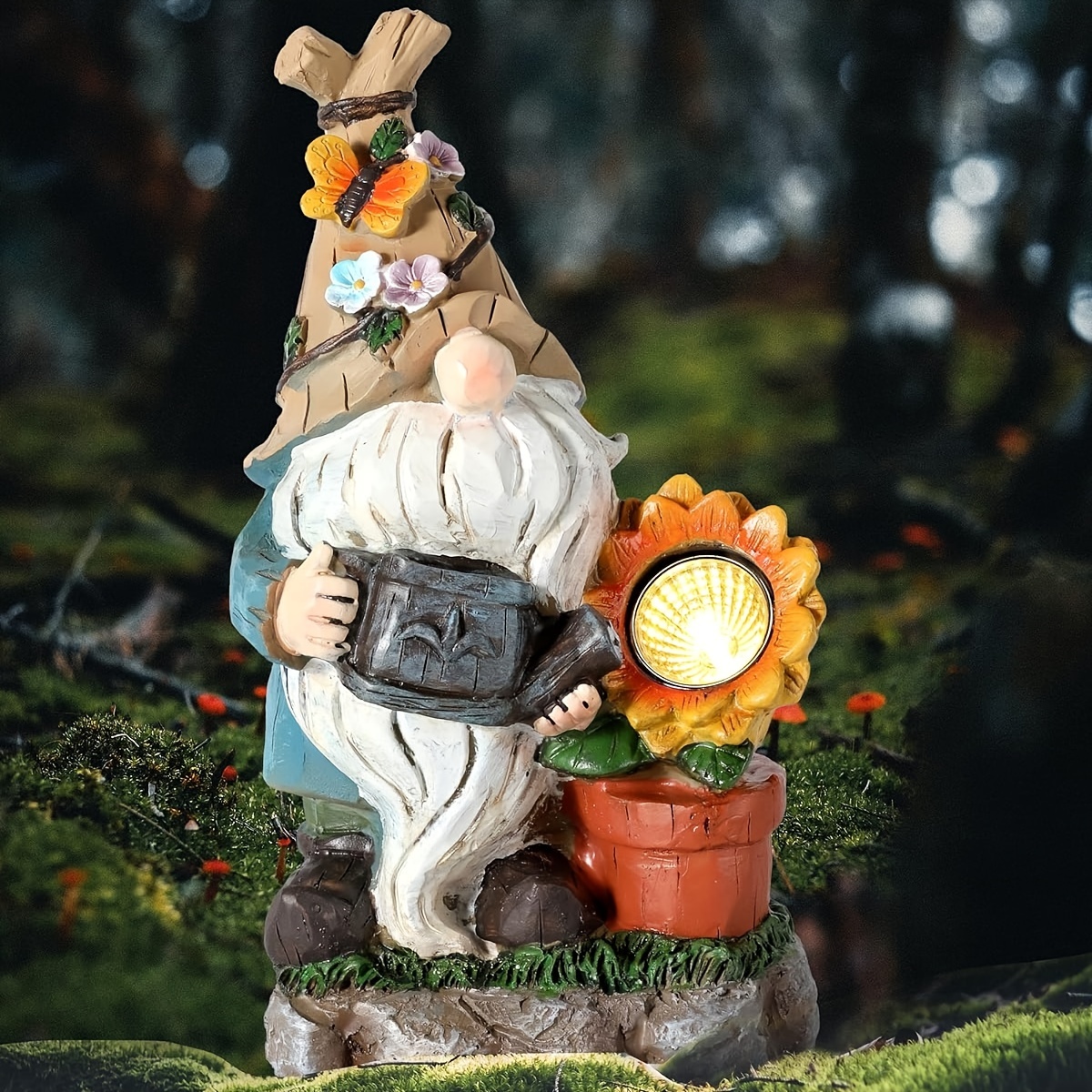 1 Pezzo Di Statue Di Gnomi Da Giardino Decorazioni Per Esterni - Luci  Solari A LED, Gnomo Floccato In Resina Con Bottiglia D'acqua, Decorazioni  Per