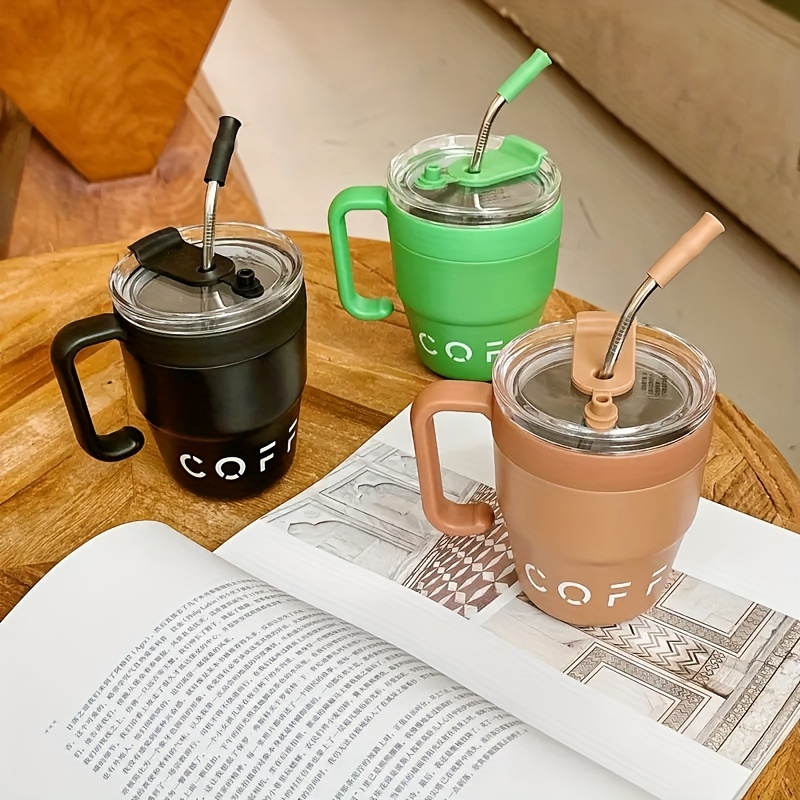 Tumbler Design Coffee Mug With Lid And Straw Stainless Steel - Temu